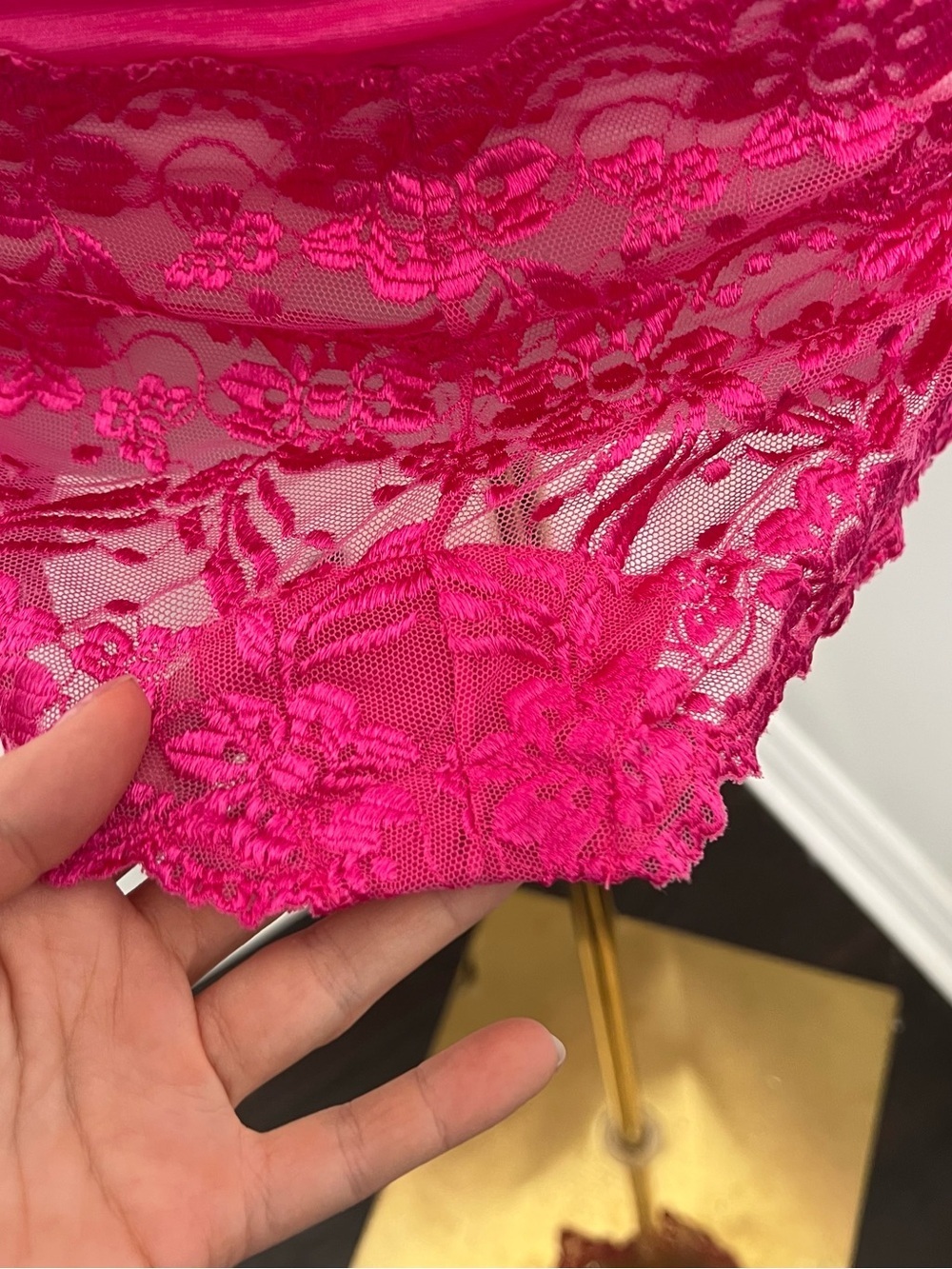Vintage Fuchsia Lace Bodysuit Top Reworked Bustier Slip Shirt S - Picture 4 of 8